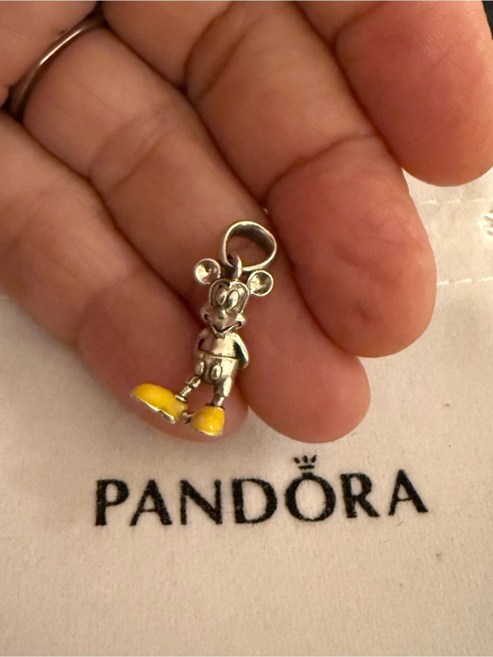 Pandora Silver Mickey Mouse Charm with Yellow Shoes